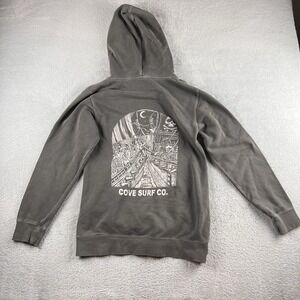 Cove Surf Company Graphic Hoodie Mens S Gray Skeleton Pullover